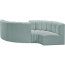  Manufacturer Color_Mint -- Arc 102" Mint Vegan Leather Upholstered 4 pc Modular Sectional IMAGE 6