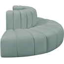Meridian Arc Mint Green Vegan Leather 4 pc Modular Sectional IMAGE 5