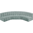 Meridian Arc Mint Green Vegan Leather 5 pc Modular Sectional IMAGE 3