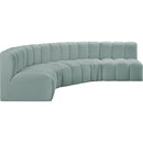 Meridian Arc Mint Green Vegan Leather 5 pc Modular Sectional IMAGE 4