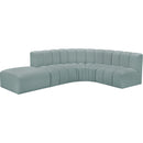 Meridian Arc Mint Green Vegan Leather 5 pc Modular Sectional IMAGE 2