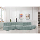  Manufacturer Color_Mint -- Arc 145" Mint Vegan Leather Upholstered 6 pc Modular Sectional IMAGE 2