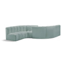 Meridian Arc Mint Green Vegan Leather 6 pc Modular Sectional IMAGE 1