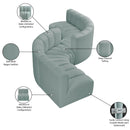 Meridian Arc Mint Green Vegan Leather 6 pc Modular Sectional IMAGE 8
