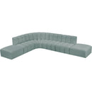 Meridian Arc Mint Green Vegan Leather 7 pc Modular Sectional IMAGE 3