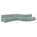 Meridian Arc Mint Green Vegan Leather 7 pc Modular Sectional IMAGE 12