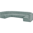 Meridian Arc Mint Green Vegan Leather 8 pc Modular Sectional IMAGE 4