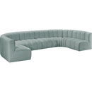  Manufacturer Color_Mint -- Arc 150" Mint Vegan Leather Upholstered 8 pc Modular Sectional IMAGE 5