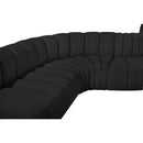 Meridian Arc Black Boucle Fabric 7 pc Modular Sectional IMAGE 10