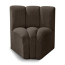 Meridian Arc Brown Boucle Fabric Curved Corner IMAGE 1