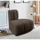  Manufacturer Color_Brown -- Arc Brown Boucle Fabric Upholstered Modular Reverse Corner Chair IMAGE 2