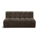 Meridian Arc Brown Boucle Fabric 2 pc Modular Sectional IMAGE 1