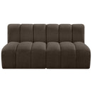 Meridian Arc Brown Boucle Fabric 2 pc Modular Sectional IMAGE 4
