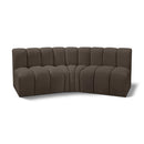 Meridian Arc Brown Boucle Fabric 3 pc Modular Sectional IMAGE 1