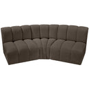  Manufacturer Color_Brown -- Arc 86" Brown Boucle Fabric Upholstered 3 pc Modular Sectional IMAGE 4
