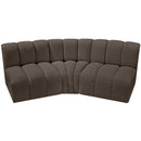 Meridian Arc Brown Boucle Fabric 3 pc Modular Sectional IMAGE 4