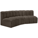  Manufacturer Color_Brown -- Arc 86" Brown Boucle Fabric Upholstered 3 pc Modular Sectional IMAGE 5