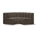 Meridian Arc Brown Boucle Fabric 3 pc Modular Sectional IMAGE 1
