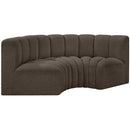  Manufacturer Color_Brown -- Arc 80" Brown Boucle Fabric Upholstered 3 pc Modular Sectional IMAGE 5