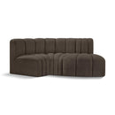  Manufacturer Color_Brown -- Arc 70" Brown Boucle Fabric Upholstered 3 pc Modular Sectional IMAGE 1
