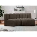  Manufacturer Color_Brown -- Arc 70" Brown Boucle Fabric Upholstered 3 pc Modular Sectional IMAGE 2