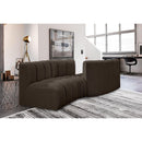  Manufacturer Color_Brown -- Arc 108" Brown Boucle Fabric Upholstered 4 pc Modular Sectional IMAGE 2