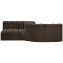  Manufacturer Color_Brown -- Arc 108" Brown Boucle Fabric Upholstered 4 pc Modular Sectional IMAGE 3