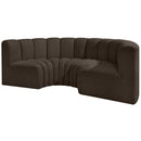  Manufacturer Color_Brown -- Arc 88" Brown Boucle Fabric Upholstered 4 pc Modular Sectional IMAGE 4