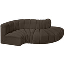  Manufacturer Color_Brown -- Arc 104" Brown Boucle Fabric Upholstered 4 pc Modular Sectional IMAGE 5