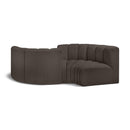 Meridian Arc Brown Boucle Fabric 4 pc Modular Sectional IMAGE 1