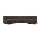  Manufacturer Color_Brown -- Arc 133" Brown Boucle Fabric Upholstered 5 pc Modular Sectional IMAGE 1