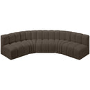  Manufacturer Color_Brown -- Arc 133" Brown Boucle Fabric Upholstered 5 pc Modular Sectional IMAGE 4