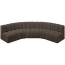 Meridian Arc Brown Boucle Fabric 5 pc Modular Sectional IMAGE 4