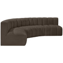  Manufacturer Color_Brown -- Arc 133" Brown Boucle Fabric Upholstered 5 pc Modular Sectional IMAGE 5