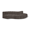  Manufacturer Color_Brown -- Arc 122" Brown Boucle Fabric Upholstered 5 pc Modular Sectional IMAGE 1