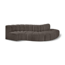 Meridian Arc Brown Boucle Fabric 5 pc Modular Sectional IMAGE 1