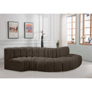  Manufacturer Color_Brown -- Arc 122" Brown Boucle Fabric Upholstered 5 pc Modular Sectional IMAGE 2