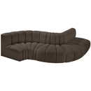  Manufacturer Color_Brown -- Arc 122" Brown Boucle Fabric Upholstered 5 pc Modular Sectional IMAGE 4