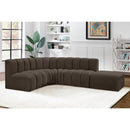  Manufacturer Color_Brown -- Arc 127" Brown Boucle Fabric Upholstered 5 pc Modular Sectional IMAGE 2