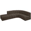  Manufacturer Color_Brown -- Arc 127" Brown Boucle Fabric Upholstered 5 pc Modular Sectional IMAGE 4