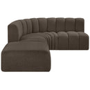  Manufacturer Color_Brown -- Arc 127" Brown Boucle Fabric Upholstered 5 pc Modular Sectional IMAGE 5
