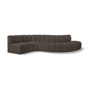  Manufacturer Color_Brown -- Arc 145" Brown Boucle Fabric Upholstered 6 pc Modular Sectional IMAGE 1