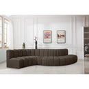  Manufacturer Color_Brown -- Arc 145" Brown Boucle Fabric Upholstered 6 pc Modular Sectional IMAGE 2