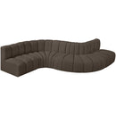  Manufacturer Color_Brown -- Arc 145" Brown Boucle Fabric Upholstered 6 pc Modular Sectional IMAGE 4