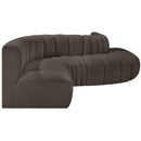  Manufacturer Color_Brown -- Arc 145" Brown Boucle Fabric Upholstered 6 pc Modular Sectional IMAGE 5