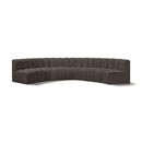 Meridian Arc Brown Boucle Fabric 6 pc Modular Sectional IMAGE 1