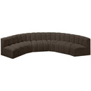 Meridian Arc Brown Boucle Fabric 6 pc Modular Sectional IMAGE 4