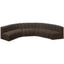 Manufacturer Color_Brown -- Arc 151" Brown Boucle Fabric Upholstered 6 pc Modular Sectional IMAGE 4