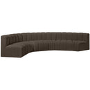  Manufacturer Color_Brown -- Arc 151" Brown Boucle Fabric Upholstered 6 pc Modular Sectional IMAGE 5