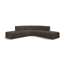  Manufacturer Color_Brown -- Arc 146" Brown Boucle Fabric Upholstered 6 pc Modular Sectional IMAGE 1